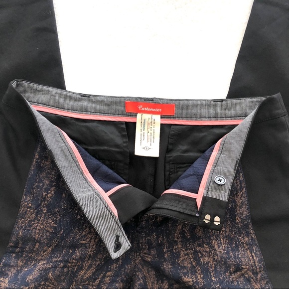 Cartonnier Anthropologie Charlie Brushstroke Trousers  Black Blue Crop Size 6 - Picture 5 of 10